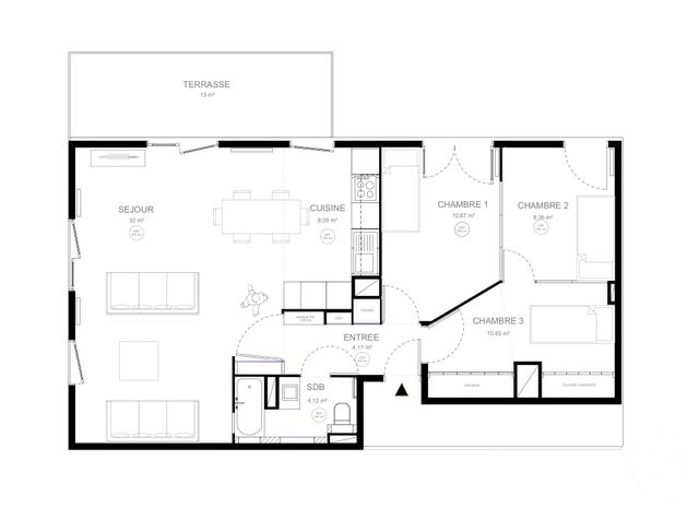 Appartement F4 &agrave; vendre - 4 pi&egrave;ces - 78,32 m2 - Pantin - 93 - ILE-DE-FRANCE
